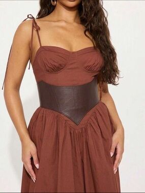 Coffee Brown Corset V Belt - New